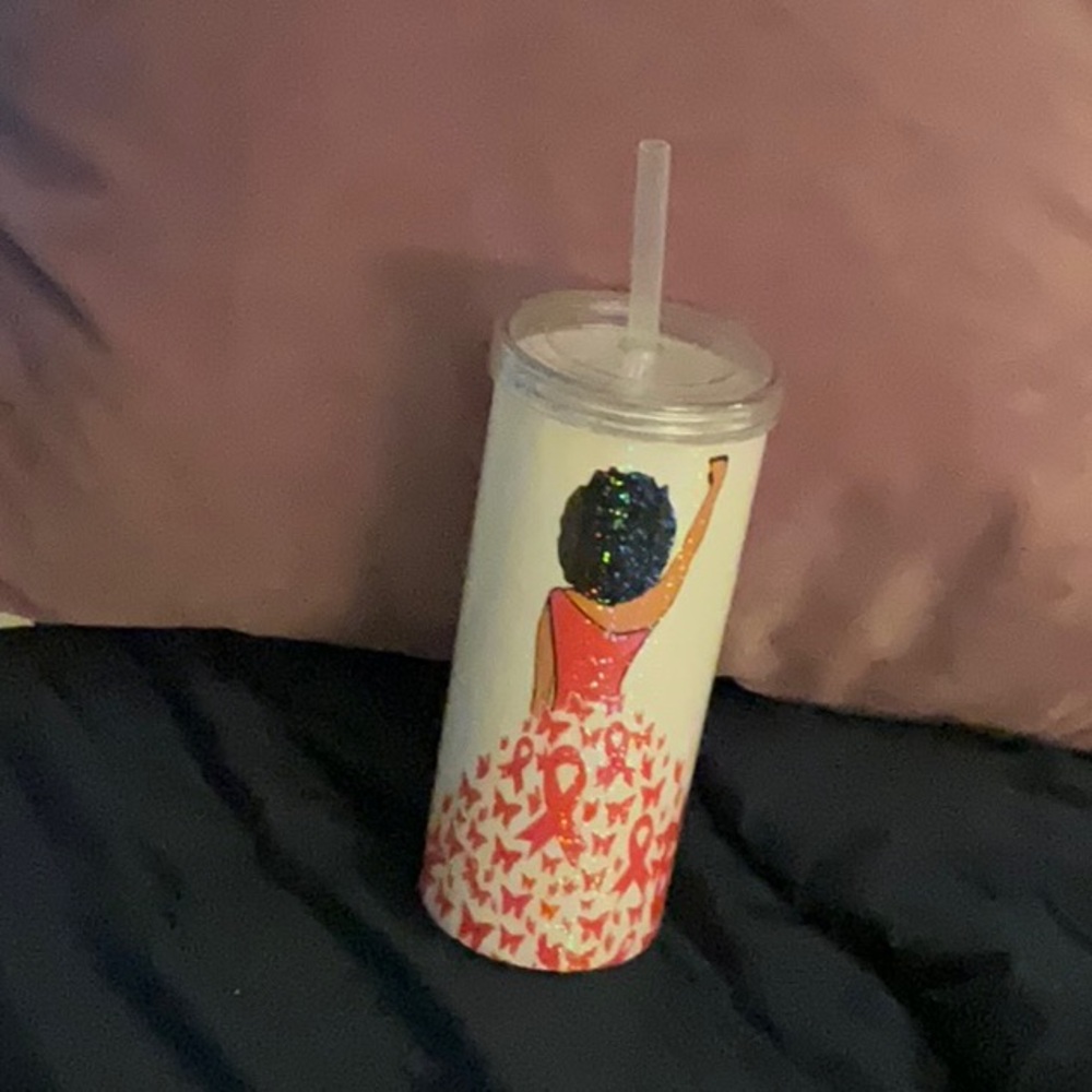 Chic Pink and White Tumbler with Inspirational Design